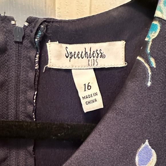 Speechless Navy Blue Floral Kids Formal Dress - Picture 3 of 5